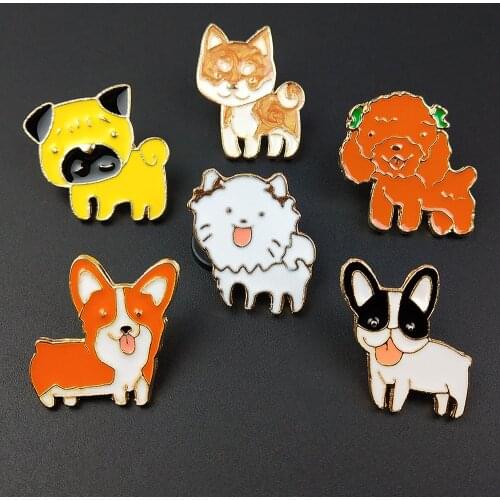 Cute Dog Cat Enamel Pins Brooches Badges Bags Kids Metal Pin Gifts For Friends Jewelry Brooch DIY For Clothes Backpack