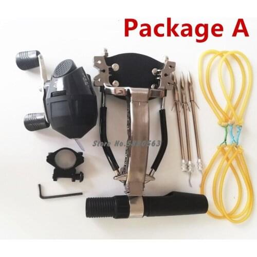 Powerful Multi-function Archery Bowfishing Shooting Fish Elastic Rubber Band Slingshot Catapult Hunting Bow With Fishing Wheel
