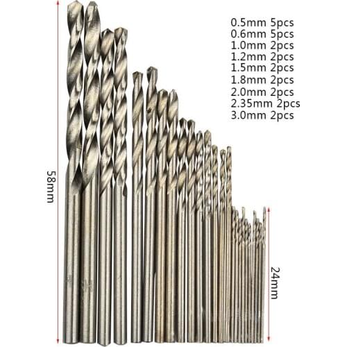 25Pcs Hss Micro Twist Drill Bit Set 0.5mm~3mm High Speed Steel Pcb Mini Drill Jewelry Tools For Dremel Bit P15