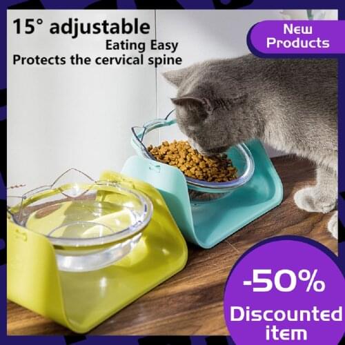 2021 New Cat And Dog Neck Protection Bowl Detachable Simple Pet Anti-Overflow Feeder 0-15° Adjustable Tilt Non-Pressure Suit