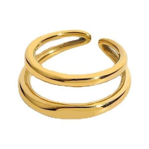 New Korean Geometric Simple Fashion Texture Hollow Line Ring Wild Temperament Open Ring