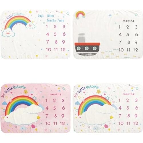 Infant Monthly Record Growth Milestone Blanket Newborn Photography Props Cloth