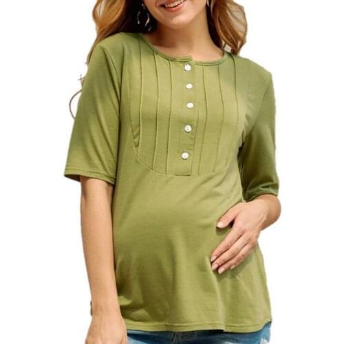Solid Tops Breastfeeding Womens Nursing Maternity Half Sleeves Sweatshirts Pregnancy Layered Tops For Pregnant Women 2021 Tees