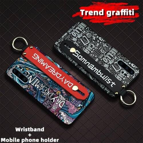 Original Anti-knock Phone Case For Huawei P30 Pro Kickstand Wristband Wrist Strap For Man Graffiti