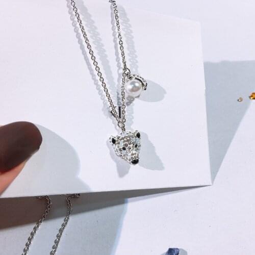 Brand 1:1 childish and playful bear paw clavicle necklace pendant cute and beautiful ladies silver jewelry