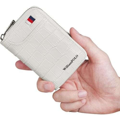 Portable mini card bag mens fashion cow leather card holder multi function coin pocket Ladies Purse Clip