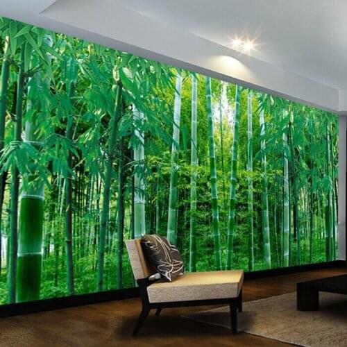 Customized 3D quiet bamboo forest wall paper mural TV background wall self-adhesive living room bedroom green eye protection