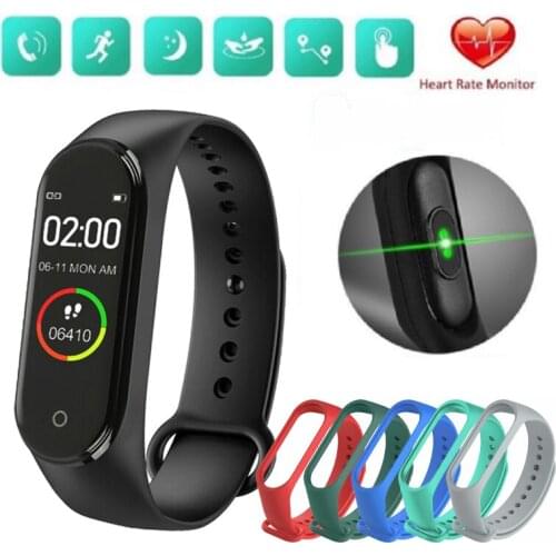 M4 Smart Watch Men Women Pedometer Heart Rate Blood Pressure Monitoring Caller Information Reminder Music Weather Sport Bracelet