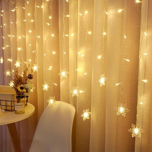 LED Icicle Snowflake String Lights Garland Decoration for Christmas Tree Wedding Party Bar Home Garden Light Decoration Party