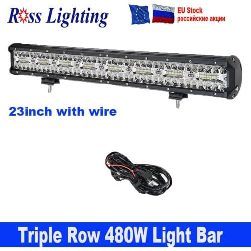 12D Triple Row 23 Inch Work Light Bar Car Offroad Work Lamp Bar 480W Car Roof Led Work Light For Car Truck SUV ATV