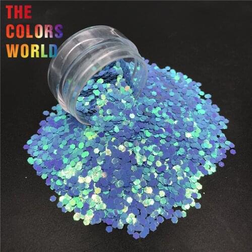 TCI11 Pearlescent Iridescent Blue Color Hexagon Shape Nail Glitter Nail Art Decoration Nail Gel Makeup Crafts DIY Accessorie