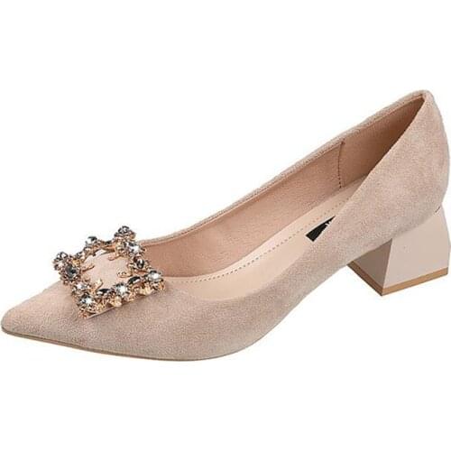 Women Pumps High Heels Shoes 4.5 CM Shallow Crystal Summer Autumn Fashion Sweet Work Platform Work Casual Solid Pointed Toe