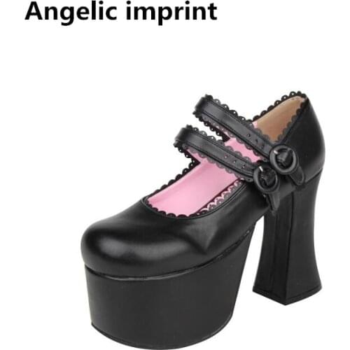 Angelic imprint woman mori girl lolita cosplay shoes lady high heels Pumps women princess dress party shoes 33-47 bowtie lace