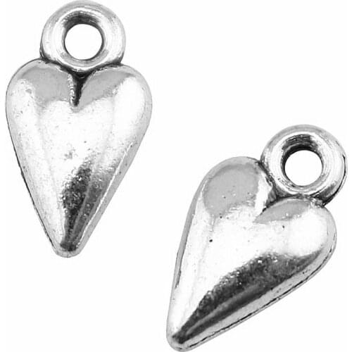 WYSIWYG 20pcs 13x7mm Antique Silver Color Heart Charms Tiny Heart Charms Mini Heart Charm For Jewelry Making