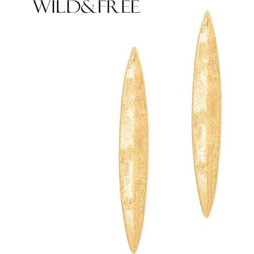 Wild&Free 2018 New Long Symmetrical Stud Earrings Jewelry For Women Vintage Simple Fashion Leaf Earring For Female Wholesale