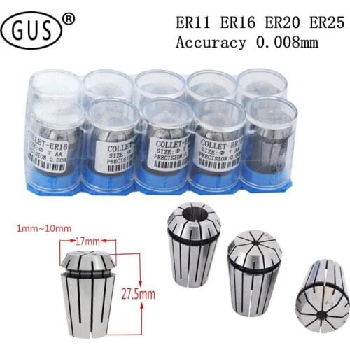 1pcs ER11 ER16 ER20 ER25 ER Spring Collet High Precision Collet chuck Accuracy 0.008mm For CNC Engraving Machine Lathe Mill Tool
