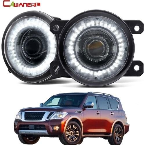 2 X Car LED Fog Light Assembly Angel Eye DRL Daytime Running Light 30W H11 12V For Nissan Armada 2003 2004 2005 2006 2007 2008