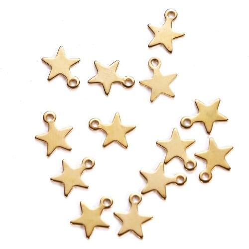 20pcs/Lot Stainless Steel Star Small Charms Pendants for DIY Making Necklace Bracelet Jewelry Accessories 9*10mm