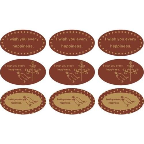450pcs/Lot Vintage I Wish You Every Happiness Design Brown Seal Label Sticker Creative Decoration Stickers