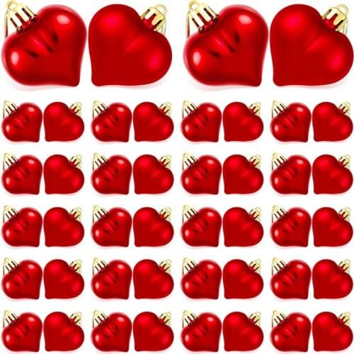 48 Valentines Day Heart-Shaped Ornaments Plating Matte Ornaments Valentines Day Ornaments (Red)