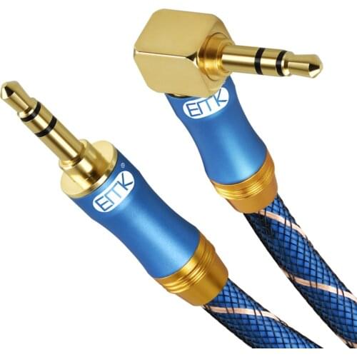 90 Degree Right Angle Aux Cable 24K Gold-plated Audio Stereo Male to Male Cable for Laptop,Tablets,MP3 players,Car Aux Stereo