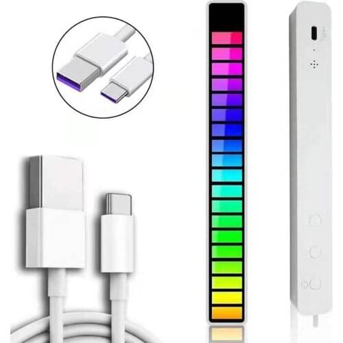 USB Car Sound Control Light RGB Voice-Activated Music Rhythm Ambient Light with 32 LED 18 Colors Car Home Decoration Lamp
