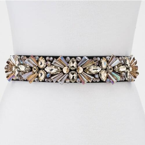 Brand Luxury Rhinestone Dress Belts Women Colorful Crystal Elastic Waistband Fashion Ladies Corset Summer Dress Accessories DP15