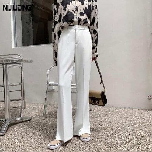 Office Ladies High Waist Split Straight Pants Women Autumn Loose Female Floor-Length Suits Wide Leg Pants Woman Long Trousers