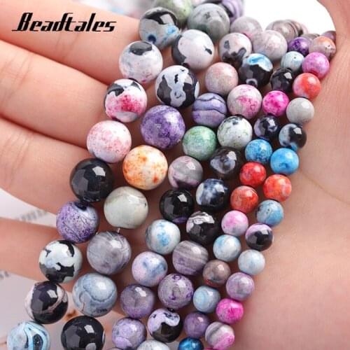 Natural Stone Multicolored flame agate Beads Round Loose Beads For DIY Making Bracelet Necklace Jewelry Beadtales 6/8/10mm