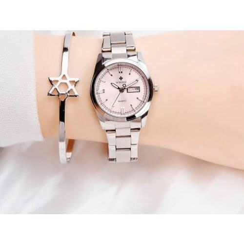 WWOOR 2021 New Top Brand Women Silver Pink Luxury Watch Fashion Quartz Stainless Calendar Waterproof Wristwatch Relogio Feminino