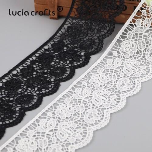 60mm Black/White Embroidered Lace Fabric Trim Polyester Yarn Garment Trimmings DIY Crafts Sewing Suppies Decor Accessories P0419