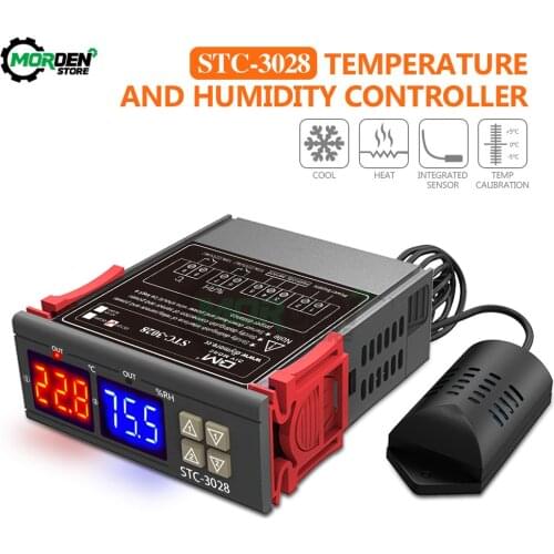 STC-3028 DC12V 24V AC110V 220V Digital Temperature Humidity Controller Temperature Thermostat Hygrometer Incubator Dehumidifier