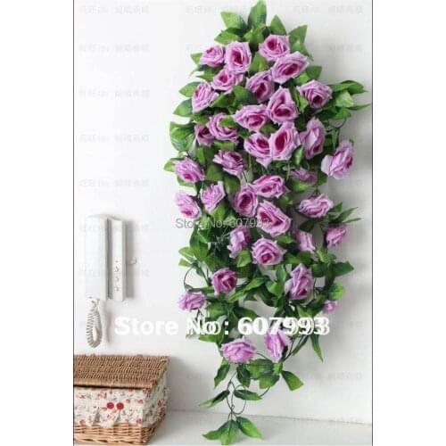 Simulation greenery rattan plant, artificial fabric rose flowers vine, faux silk ivy,home store ceiling pipe decor, 20pcs
