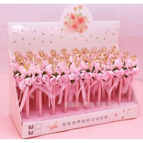 Kawaii Diamond Rose Mechanical Pencil 40 Pcs/lot Cute Student Automatic Pen for Kid School Office Supply