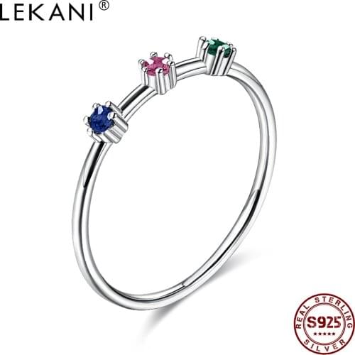 LEKANI Ring For Women S925 Sterling Silver Three Color Cubic Zirconia Hand Made Rings Fine Jewelry Best Selling Birthday Gift