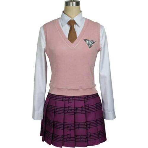 New Game Danganronpa V3 Akamatsu Kaede Cosplay Costume Japanese Anime Uniform Clothes Shirt and Vest and Skirt and Tie And sock