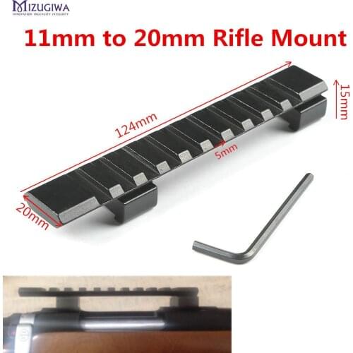 Scope Mount Dovetail 11mm to 20mm Weaver Picatinny Rail Adapter Extend Mount 10 Slots 124mm Pistol Airgun Hunting Picatinny Rail