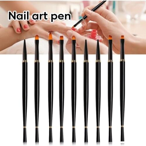 Nail Art Brush Set 9 PCS Tips Builder Brush With Cap Beauty Painting Pen Manicure Tools For Nail Artist Nails Accesorios -VL16