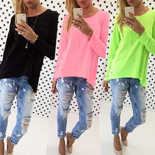 Fashion Womens Long Sleeve Shirt Casual Lace Shirt Loose Cotton Tops T Shirt