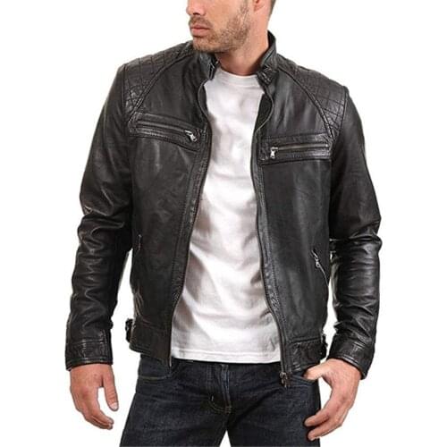 Mens PU Leather Jacket BLACK & BROWN Slim fit Zipper Biker Jacket Coat Men Spring Autumn Coat