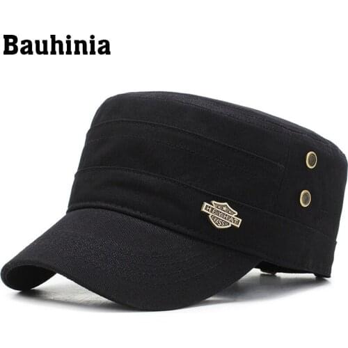 Bauhinia 2020 Men Hat Flat Cap Military Cap Men Military Hats Flat Top Cotton Army Hats Caps Men