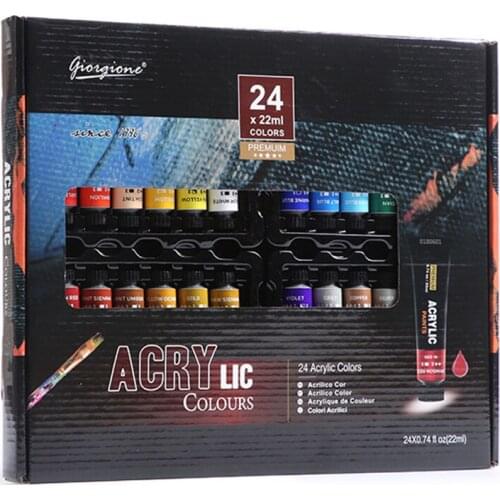 Acrylic Paint Set of 24 Colors/Tubes (0.74 oz, 22 ml) with Storage Box Rich Pigments Non Fading Non Toxic Paints for Artist