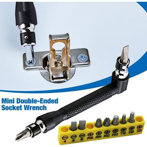 L-shape Socket Screwdriver Set Double Head Socket Wrench 1/4 Inch 6.35mm Screwdriver Dual Head Wrench Screwdriver Tools Set