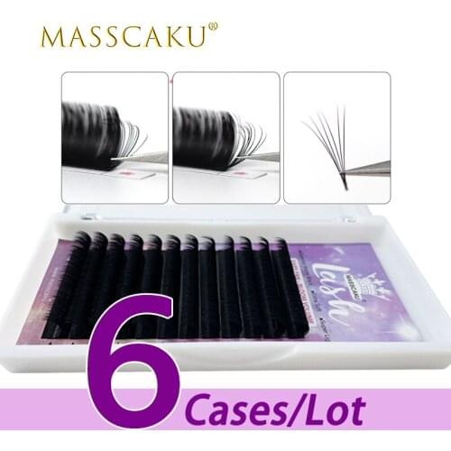 6case/lot Super soft all size volume korea silk bloom eyelash extension handmade natural faux mink lashes false lash for makeup