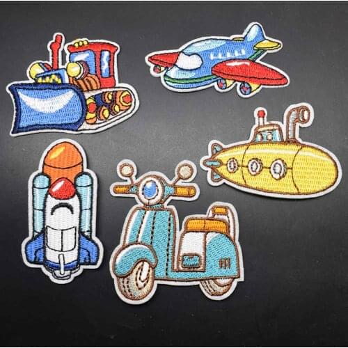 Electronic Bike Space Vehicle Plane Iron on Sew on Embroidered Clothes Patch For Clothing Girls Boys