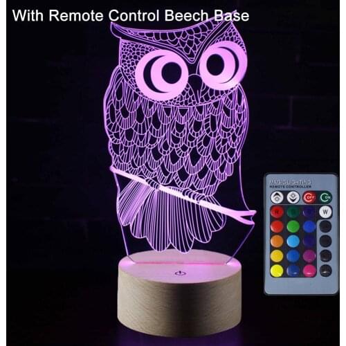 Owl Shape Touch 3D LED Night Light 7 Color Change Table Desk Lamp Home Decor Made of high quality ABS material, environmental