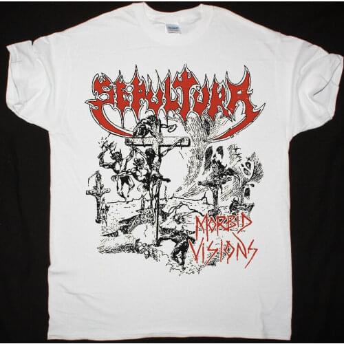 Sepultura Morbid Visions Thrash Metal Cavalera New White T Shirt