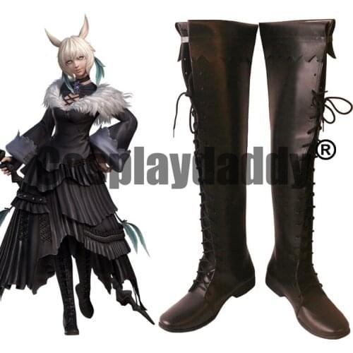Final Fantasy XIV: Shadowbringers FFXIV Yshtola Rhul Shtola Master Matoya Version 5.0 Game Cosplay Shoes Tall Boots S008
