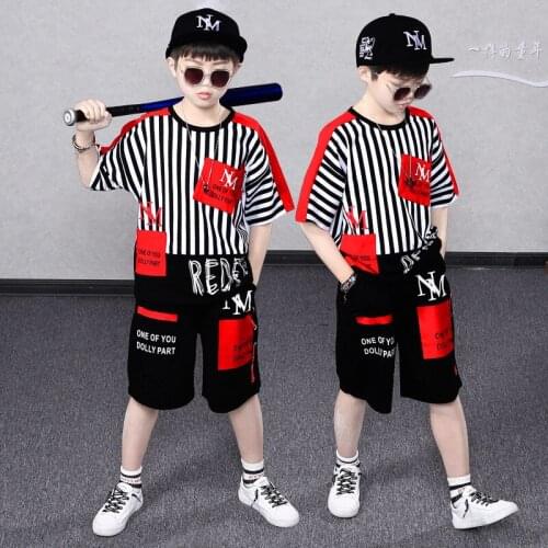 4-14 Years Summer Boy Clothing Set 2021 New Fashion Casual Active T-shirt+ Pant Kid Children Boy Teenager Clothing