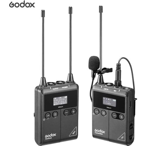 Godox WMicS1 Transmitter with Receiver UHF Wireless Microphone System Worry-free Wireless up to 100m for Sony Nikon Canon DSLR